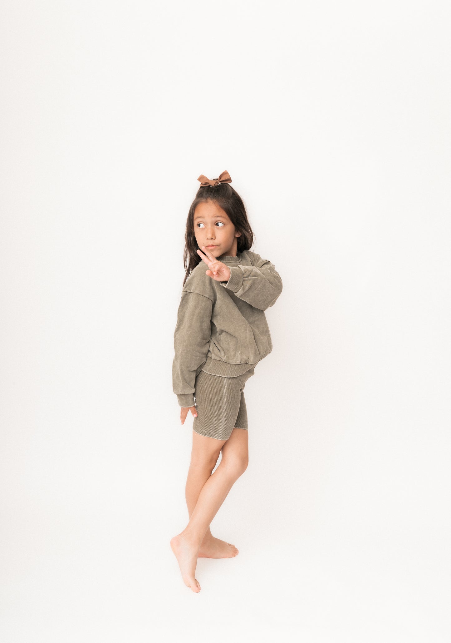 Olive Vintage Wash Biker Set