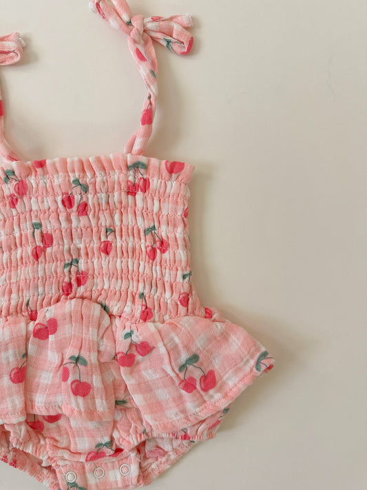 Gingham Cherries / Muslin Bubble Skirt