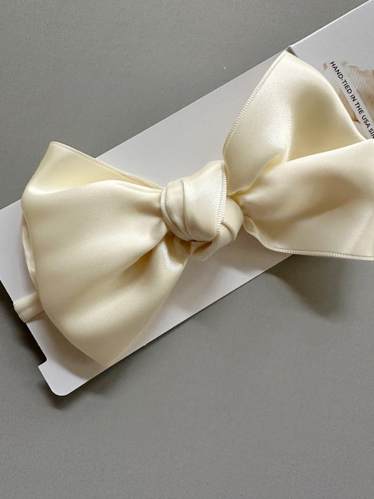 Skinny Nylon Headband + Ivory Satin Bow