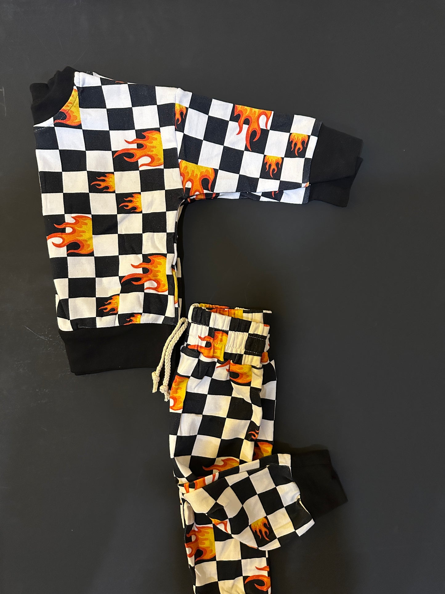 Checkered Flames Jogger Set