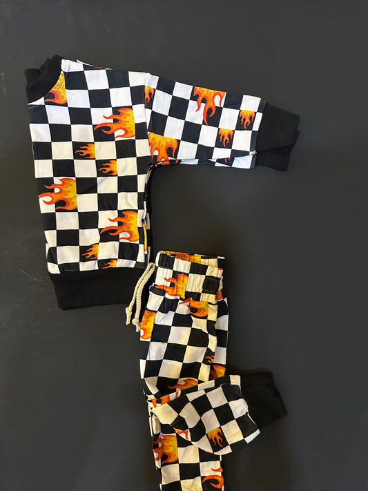 Checkered Flames Jogger Set